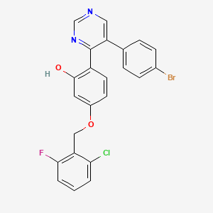 molecular formula C23H15BrClFN2O2 B12197246 2-[5-(4-Bromophenyl)pyrimidin-4-yl]-5-[(2-chloro-6-fluorobenzyl)oxy]phenol 