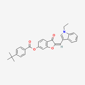molecular formula C30H27NO4 B12197293 (2E)-2-[(1-ethyl-1H-indol-3-yl)methylidene]-3-oxo-2,3-dihydro-1-benzofuran-6-yl 4-tert-butylbenzoate 