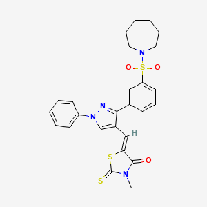 molecular formula C26H26N4O3S3 B12197309 (5Z)-5-({3-[3-(azepan-1-ylsulfonyl)phenyl]-1-phenyl-1H-pyrazol-4-yl}methylidene)-3-methyl-2-thioxo-1,3-thiazolidin-4-one 