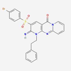 molecular formula C25H19BrN4O3S B12197313 3-[(4-Bromophenyl)sulfonyl]-2-imino-1-(2-phenylethyl)-1,6-dihydropyridino[1,2-a]pyridino[2,3-d]pyrimidin-5-one 