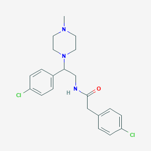 molecular formula C21H25Cl2N3O B12197345 2-(4-chlorophenyl)-N-[2-(4-chlorophenyl)-2-(4-methylpiperazin-1-yl)ethyl]acetamide 