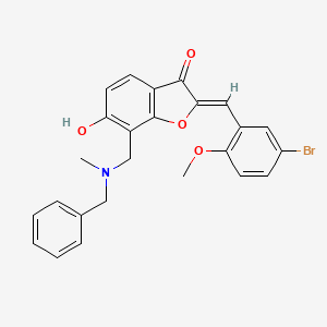 molecular formula C25H22BrNO4 B12197352 2-[(5-Bromo-2-methoxyphenyl)methylene]-6-hydroxy-7-{[methylbenzylamino]methyl} benzo[b]furan-3-one 