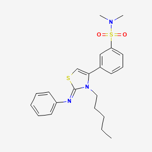molecular formula C22H27N3O2S2 B12197367 N,N-dimethyl-3-[(2Z)-3-pentyl-2-(phenylimino)-2,3-dihydro-1,3-thiazol-4-yl]benzenesulfonamide 