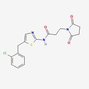 molecular formula C17H16ClN3O3S B12197439 N-[5-(2-chlorobenzyl)-1,3-thiazol-2-yl]-3-(2,5-dioxopyrrolidin-1-yl)propanamide 