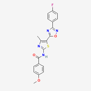 molecular formula C20H15FN4O3S B12197459 N-[(2Z)-5-[3-(4-fluorophenyl)-1,2,4-oxadiazol-5-yl]-4-methyl-1,3-thiazol-2(3H)-ylidene]-4-methoxybenzamide 