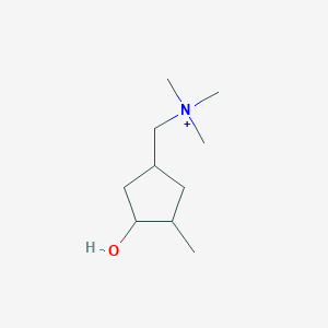 molecular formula C10H22NO+ B1219749 Cyclopentanemethanaminium, 3-hydroxy-N,N,N,4-tetramethyl- CAS No. 99665-31-3