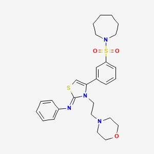 molecular formula C27H34N4O3S2 B12197501 N-[(2Z)-4-[3-(azepan-1-ylsulfonyl)phenyl]-3-[2-(morpholin-4-yl)ethyl]-1,3-thiazol-2(3H)-ylidene]aniline 