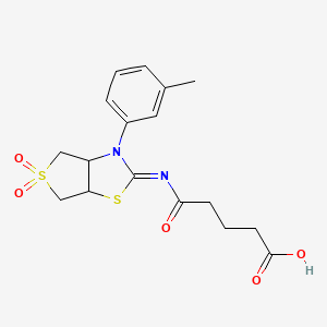 molecular formula C17H20N2O5S2 B12197563 5-{[(2Z)-3-(3-methylphenyl)-5,5-dioxidotetrahydrothieno[3,4-d][1,3]thiazol-2(3H)-ylidene]amino}-5-oxopentanoic acid 