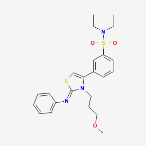 molecular formula C23H29N3O3S2 B12197566 N,N-diethyl-3-[(2Z)-3-(3-methoxypropyl)-2-(phenylimino)-2,3-dihydro-1,3-thiazol-4-yl]benzenesulfonamide 
