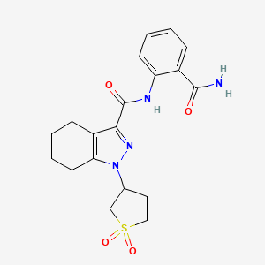 molecular formula C19H22N4O4S B12197601 N-(2-carbamoylphenyl)-1-(1,1-dioxidotetrahydrothiophen-3-yl)-4,5,6,7-tetrahydro-1H-indazole-3-carboxamide 