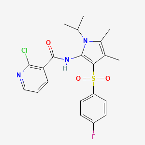 molecular formula C21H21ClFN3O3S B12197647 2-chloro-N-{3-[(4-fluorophenyl)sulfonyl]-4,5-dimethyl-1-(propan-2-yl)-1H-pyrrol-2-yl}pyridine-3-carboxamide 