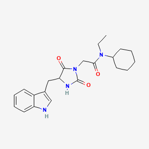 molecular formula C22H28N4O3 B12197729 N-cyclohexyl-N-ethyl-2-{4-[(1H-indol-3-yl)methyl]-2,5-dioxoimidazolidin-1-yl}acetamide 