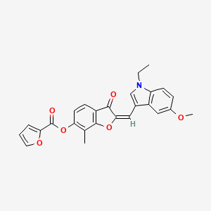 molecular formula C26H21NO6 B12197815 (2E)-2-[(1-ethyl-5-methoxy-1H-indol-3-yl)methylidene]-7-methyl-3-oxo-2,3-dihydro-1-benzofuran-6-yl furan-2-carboxylate 