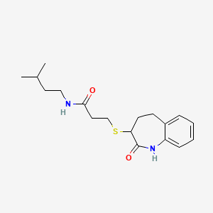 molecular formula C18H26N2O2S B12197850 3-[(2-hydroxy-4,5-dihydro-3H-1-benzazepin-3-yl)sulfanyl]-N-(3-methylbutyl)propanamide 