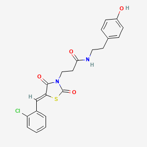 molecular formula C21H19ClN2O4S B12197865 3-[(5Z)-5-(2-chlorobenzylidene)-2,4-dioxo-1,3-thiazolidin-3-yl]-N-[2-(4-hydroxyphenyl)ethyl]propanamide 