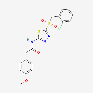molecular formula C18H16ClN3O4S2 B12197898 N-[(2E)-5-[(2-chlorobenzyl)sulfonyl]-1,3,4-thiadiazol-2(3H)-ylidene]-2-(4-methoxyphenyl)acetamide 