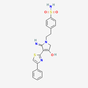 molecular formula C21H20N4O3S2 B12197902 4-{2-[5-amino-3-oxo-4-(4-phenyl-1,3-thiazol-2-yl)-2,3-dihydro-1H-pyrrol-1-yl]ethyl}benzenesulfonamide 