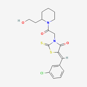 molecular formula C19H21ClN2O3S2 B12197949 (5Z)-5-(3-chlorobenzylidene)-3-{2-[2-(2-hydroxyethyl)piperidin-1-yl]-2-oxoethyl}-2-thioxo-1,3-thiazolidin-4-one 