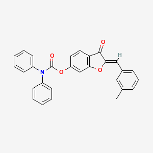molecular formula C29H21NO4 B12197976 (2Z)-2-(3-methylbenzylidene)-3-oxo-2,3-dihydro-1-benzofuran-6-yl diphenylcarbamate 