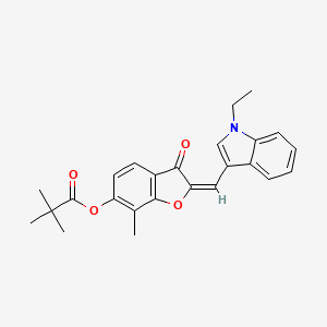 molecular formula C25H25NO4 B12198015 (2E)-2-[(1-ethyl-1H-indol-3-yl)methylidene]-7-methyl-3-oxo-2,3-dihydro-1-benzofuran-6-yl 2,2-dimethylpropanoate 