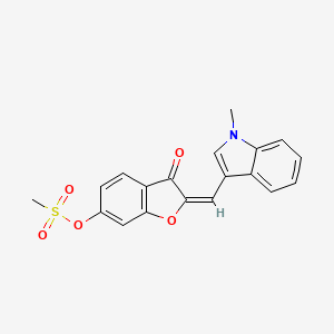 molecular formula C19H15NO5S B12198030 (2E)-2-[(1-methyl-1H-indol-3-yl)methylidene]-3-oxo-2,3-dihydro-1-benzofuran-6-yl methanesulfonate 