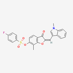 molecular formula C25H18FNO5S B12198094 (2E)-7-methyl-2-[(1-methyl-1H-indol-3-yl)methylidene]-3-oxo-2,3-dihydro-1-benzofuran-6-yl 4-fluorobenzenesulfonate 