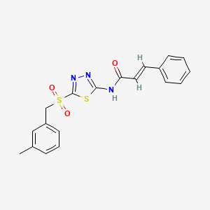 molecular formula C19H17N3O3S2 B12198115 (2E)-N-{5-[(3-methylbenzyl)sulfonyl]-1,3,4-thiadiazol-2-yl}-3-phenylprop-2-enamide 
