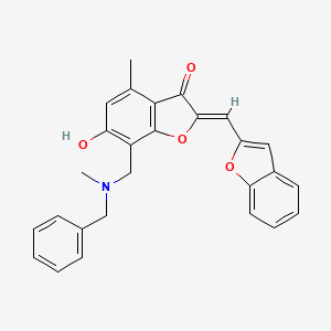 molecular formula C27H23NO4 B12198147 (2Z)-2-(1-benzofuran-2-ylmethylidene)-7-{[benzyl(methyl)amino]methyl}-6-hydroxy-4-methyl-1-benzofuran-3(2H)-one 