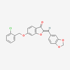 molecular formula C23H15ClO5 B12198236 (2Z)-2-(1,3-benzodioxol-5-ylmethylidene)-6-[(2-chlorobenzyl)oxy]-1-benzofuran-3(2H)-one 