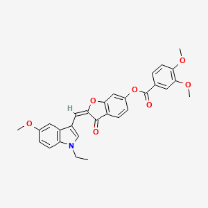molecular formula C29H25NO7 B12198259 (2E)-2-[(1-ethyl-5-methoxy-1H-indol-3-yl)methylidene]-3-oxo-2,3-dihydro-1-benzofuran-6-yl 3,4-dimethoxybenzoate 