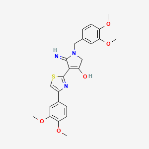 molecular formula C24H25N3O5S B12198291 5-amino-1-(3,4-dimethoxybenzyl)-4-[4-(3,4-dimethoxyphenyl)-1,3-thiazol-2-yl]-1,2-dihydro-3H-pyrrol-3-one 