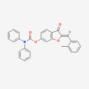 molecular formula C29H21NO4 B12198359 (2Z)-2-(2-methylbenzylidene)-3-oxo-2,3-dihydro-1-benzofuran-6-yl diphenylcarbamate 