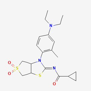 molecular formula C20H27N3O3S2 B12198388 N-[(2Z)-3-[4-(diethylamino)-2-methylphenyl]-5,5-dioxidotetrahydrothieno[3,4-d][1,3]thiazol-2(3H)-ylidene]cyclopropanecarboxamide 