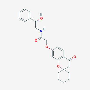 molecular formula C24H27NO5 B12198432 N-(2-hydroxy-2-phenylethyl)-2-[(4-oxo-3,4-dihydrospiro[chromene-2,1'-cyclohexan]-7-yl)oxy]acetamide 
