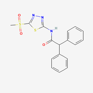 molecular formula C17H15N3O3S2 B12198440 N-[5-(methylsulfonyl)-1,3,4-thiadiazol-2-yl]-2,2-diphenylacetamide 
