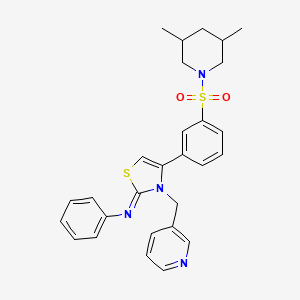 molecular formula C28H30N4O2S2 B12198469 N-[(2Z)-4-{3-[(3,5-dimethylpiperidin-1-yl)sulfonyl]phenyl}-3-(pyridin-3-ylmethyl)-1,3-thiazol-2(3H)-ylidene]aniline 