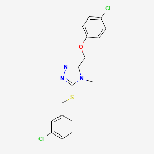 molecular formula C17H15Cl2N3OS B12198477 3-[(3-chlorobenzyl)sulfanyl]-5-[(4-chlorophenoxy)methyl]-4-methyl-4H-1,2,4-triazole 