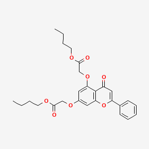 molecular formula C27H30O8 B12198490 dibutyl 2,2'-[(4-oxo-2-phenyl-4H-chromene-5,7-diyl)bis(oxy)]diacetate 