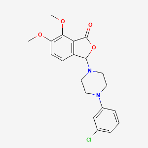 molecular formula C20H21ClN2O4 B12198504 3-[4-(3-chlorophenyl)piperazin-1-yl]-6,7-dimethoxy-2-benzofuran-1(3H)-one 