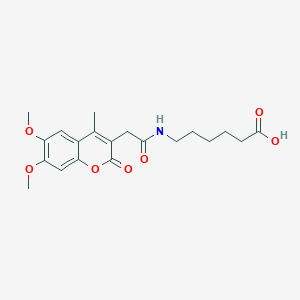 molecular formula C20H25NO7 B12198510 6-{[(6,7-dimethoxy-4-methyl-2-oxo-2H-chromen-3-yl)acetyl]amino}hexanoic acid 