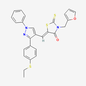 molecular formula C26H21N3O2S3 B12198523 (5Z)-5-({3-[4-(ethylsulfanyl)phenyl]-1-phenyl-1H-pyrazol-4-yl}methylidene)-3-(furan-2-ylmethyl)-2-thioxo-1,3-thiazolidin-4-one 