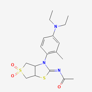 molecular formula C18H25N3O3S2 B12198541 N-[(2Z)-3-[4-(diethylamino)-2-methylphenyl]-5,5-dioxidotetrahydrothieno[3,4-d][1,3]thiazol-2(3H)-ylidene]acetamide 