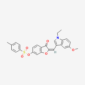molecular formula C27H23NO6S B12198549 (2E)-2-[(1-ethyl-5-methoxy-1H-indol-3-yl)methylidene]-3-oxo-2,3-dihydro-1-benzofuran-6-yl 4-methylbenzenesulfonate 