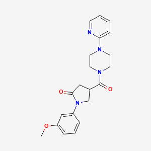 molecular formula C21H24N4O3 B12198586 1-(3-Methoxyphenyl)-4-{[4-(pyridin-2-yl)piperazin-1-yl]carbonyl}pyrrolidin-2-one 
