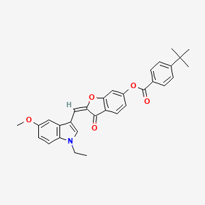 molecular formula C31H29NO5 B12198607 (2E)-2-[(1-ethyl-5-methoxy-1H-indol-3-yl)methylidene]-3-oxo-2,3-dihydro-1-benzofuran-6-yl 4-tert-butylbenzoate 