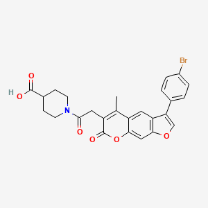 molecular formula C26H22BrNO6 B12198616 1-{[3-(4-bromophenyl)-5-methyl-7-oxo-7H-furo[3,2-g]chromen-6-yl]acetyl}piperidine-4-carboxylic acid 