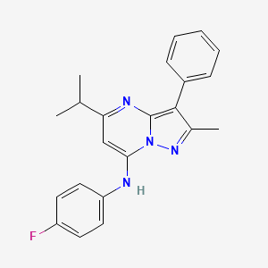 molecular formula C22H21FN4 B12198669 N-(4-fluorophenyl)-2-methyl-3-phenyl-5-(propan-2-yl)pyrazolo[1,5-a]pyrimidin-7-amine 