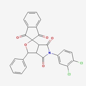 molecular formula C26H15Cl2NO5 B12198688 (3R,3aR,6aS)-5-(3,4-Dichlorophenyl)-3-phenyl-3,3a-dihydrospiro[furo[3,4-c]pyrrole-1,2'-indene]-1',3',4,6(5H,6aH)-tetraone 