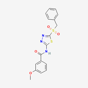 molecular formula C17H15N3O4S2 B12198698 N-(5-(benzylsulfonyl)-1,3,4-thiadiazol-2-yl)-3-methoxybenzamide 
