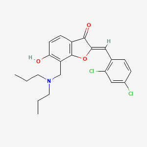 molecular formula C22H23Cl2NO3 B12198730 (2Z)-2-(2,4-dichlorobenzylidene)-7-[(dipropylamino)methyl]-6-hydroxy-1-benzofuran-3(2H)-one 